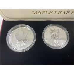 Royal Canadian Mint 2022 'Maple Leaf' fine silver five coin fractional set, cased with certificate