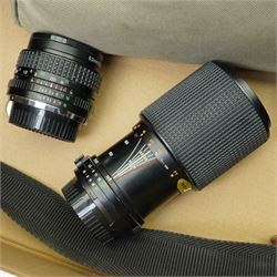 Kodak vest Pocket Hawk-Eye camera, Minolta X-300 camera, Tokina lens and other items