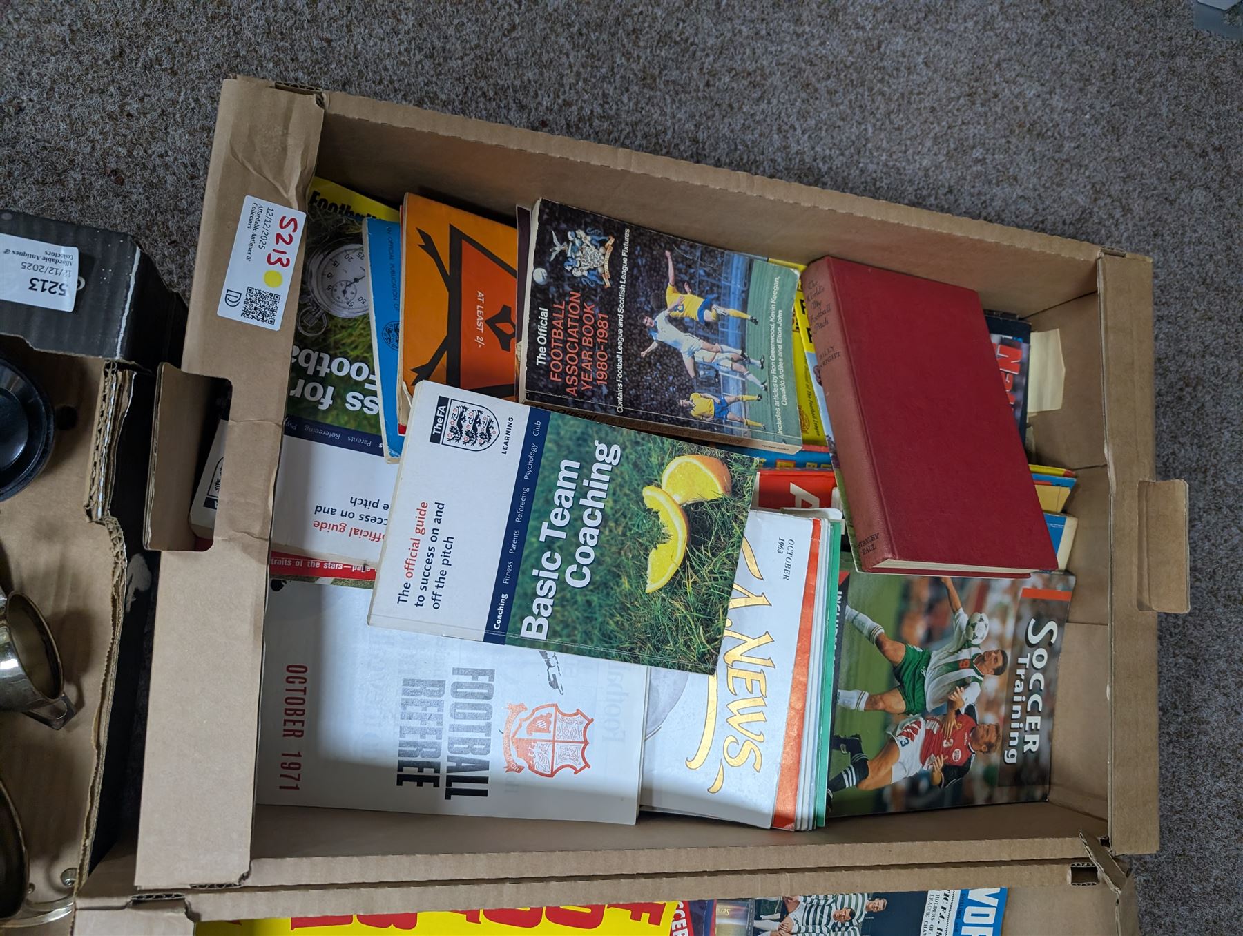 1950s and later cricket and football trophy cups and plaques, including six 1950s Leicester & Rutland Football League and Challenge Cup silver plated trophy cups and plaques, from the estate of former Leicester City player Colin Appleton, LT Shipman's CC Winners Carpenter Cup & Shipman Cup 1954 trophy, Shipman's Cup 1956 and The Filbert's Winners 1956 SWBCC plaque, together with a collection of 1950s and later football magazines, including North West Soccer Coaching, FA News, Football Association Insight Coaching, The Referee's Association, Sport & Recreation, Shoot, Goal, World Soccer, Netstretcher, etc