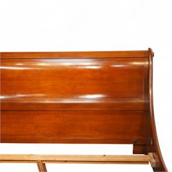 And So To Bed - Super King 'Manoir' 6' sleigh bed, the panelled headboard and footboard with pronounced scrolled ends, stepped moulded rails and shaped side panels, on block feet