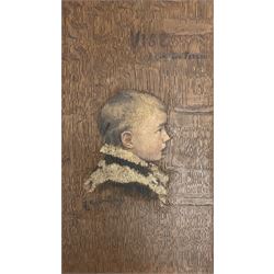 G Parae-Javal (French 19th century): 'Vise a L'Ami Eug. Toreau' portrait of a boy, oil on panel signed 23cm x 13cm