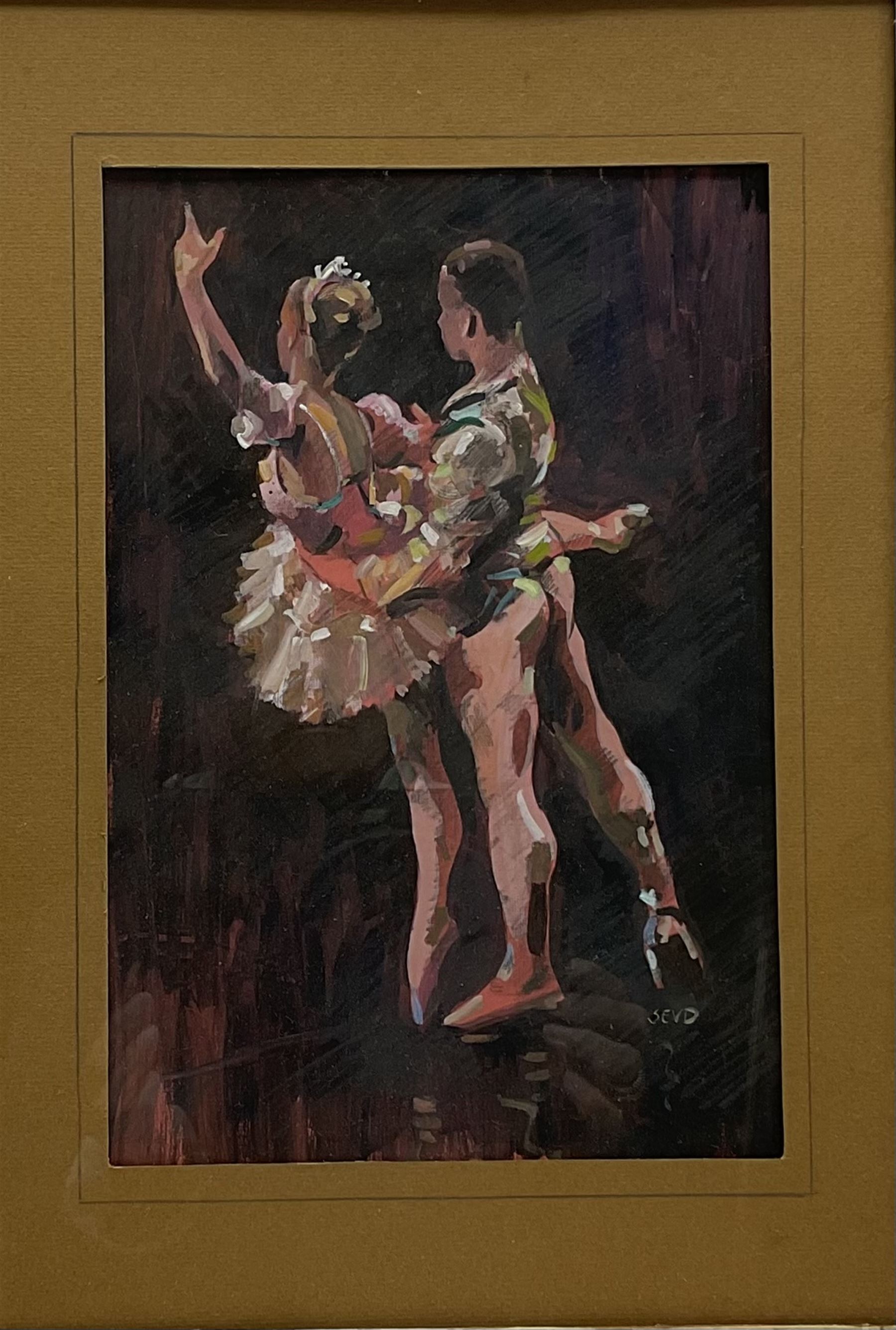Sherree Valentine Daines (British 1959-): The Dancers, mixed media signed with initials 29cm x 19.5cm