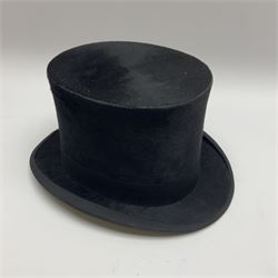 Late 19th/early 20th century Tress & Co top hat retailed by A.P. Dalzell 15 Royal Avenue Belfast, internal circumference 55cm (21 5/8