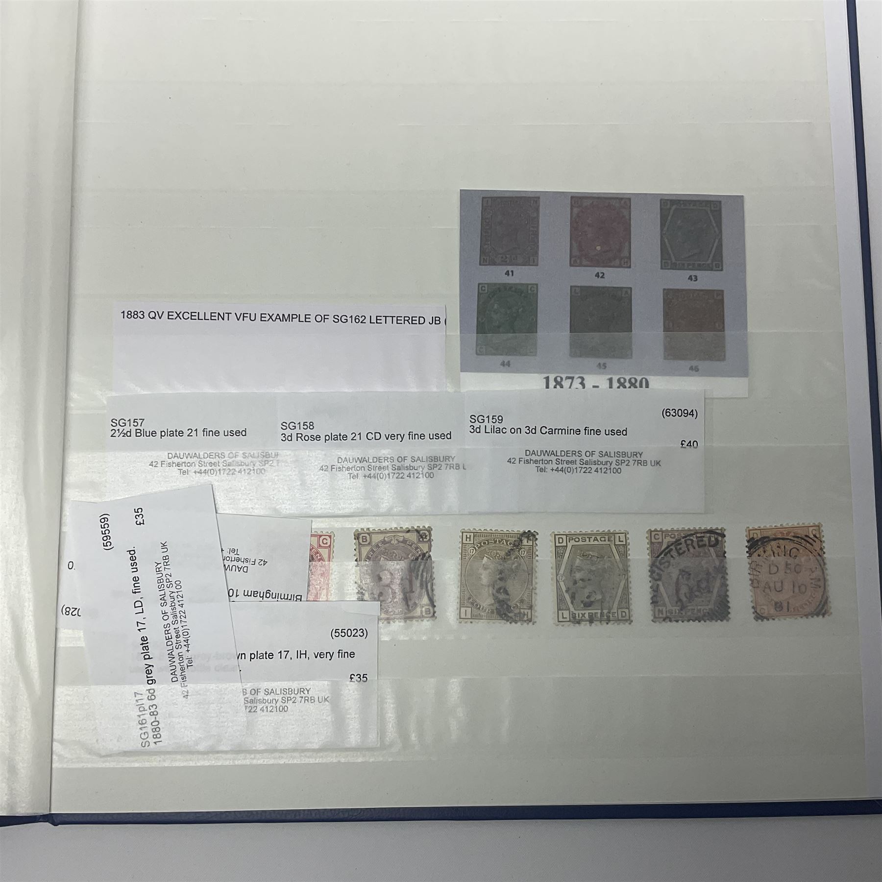 Queen Victoria and later mostly Great British stamps, including 1856 one shilling, 1870 half penny 'bantam', various 1862-64 issues etc, housed in a blue stockbook
