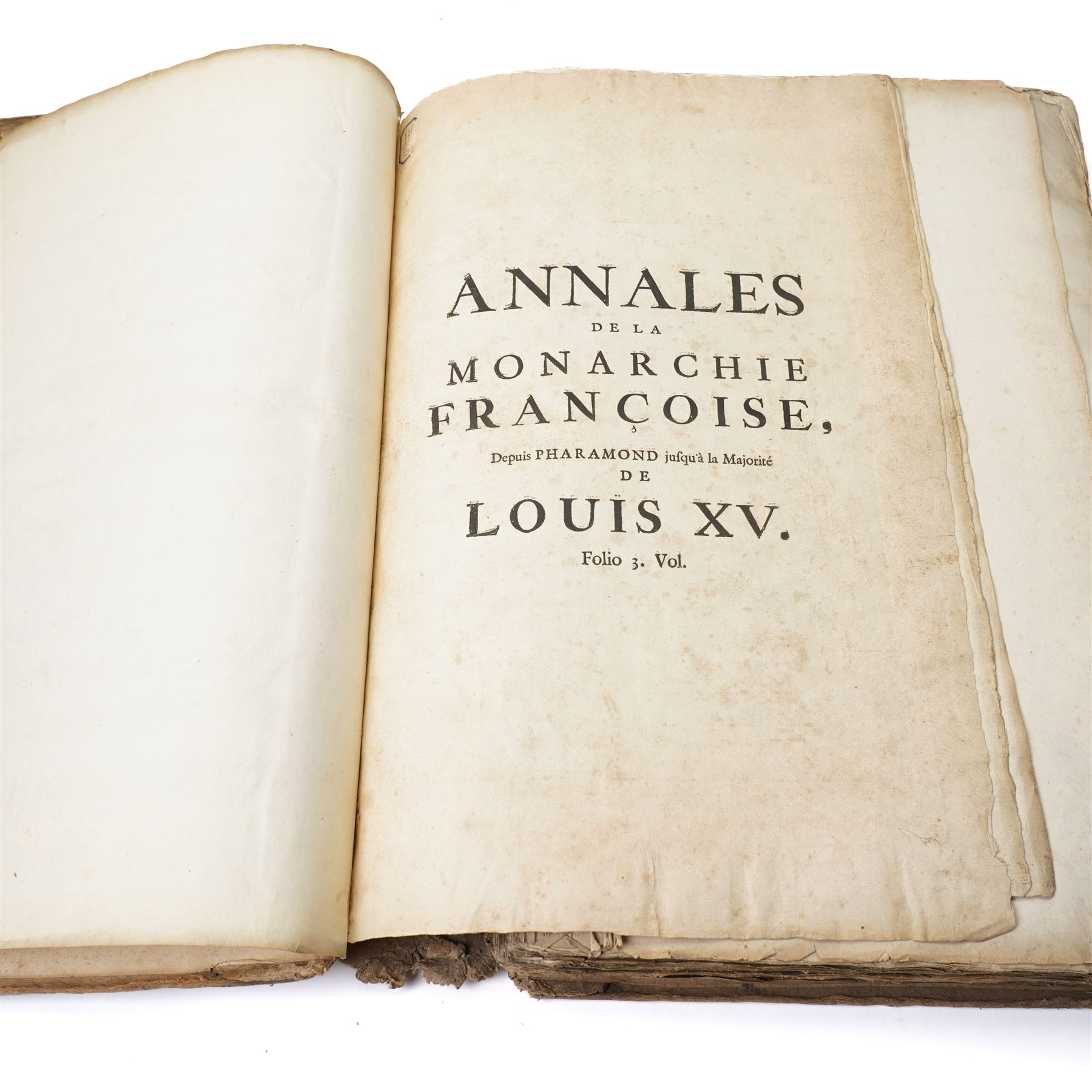 Limiers, Henri-Philippe de - 'Annales de la Monarchie Francoise' published Chez L'Honore  
& Chatelain, Amsterdam 1724, three volumes in one, sixty three full page plates, full calf, Gourdault, Jules - L'Italie' published Paris 1877, decorative boards, aeg, and 'Tableaux de la Revolution Francoise' with forty engraved plates out of forty eight (3)