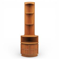Nathan - 'Squares' corner cabinet, two shelves above an open recess with signature square ...