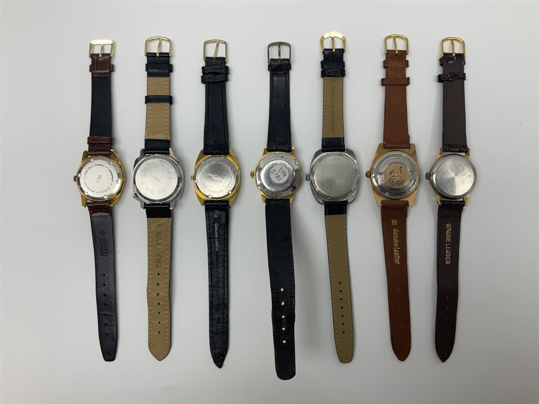 Five manual wind wristwatches including Chancellor De Luxe, Oris, Smiths, Jean Herber and Talis and two automatic wristwatches including Jovial and Exalibur (7)