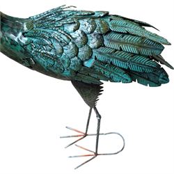 Pair of garden ornaments formed as two herons, H102cm (2)