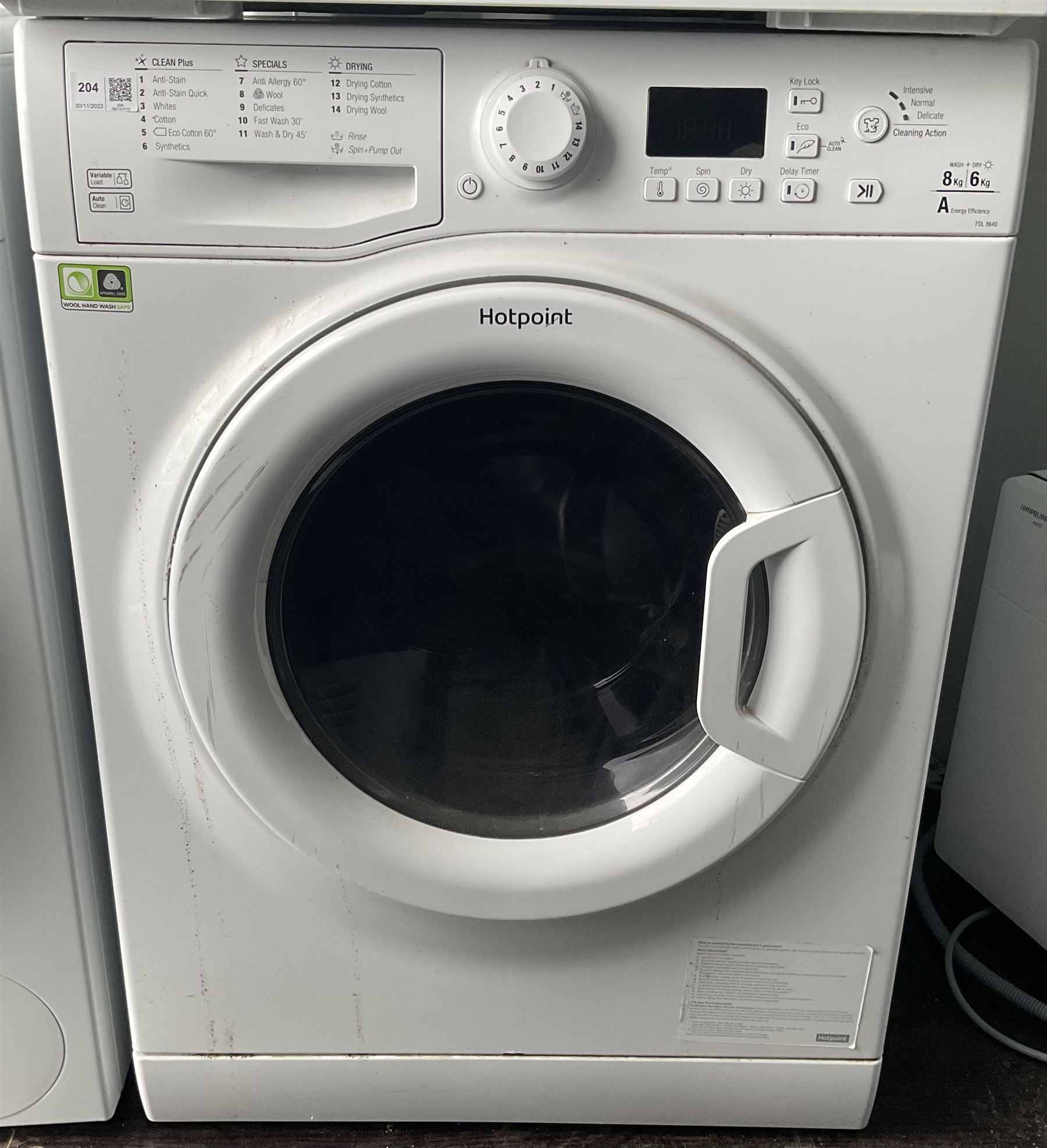 Hotpoint FDL 8640, 8kg + 6kg dry Washing machine  - THIS LOT IS TO BE COLLECTED BY APPOINTMENT FROM DUGGLEBY STORAGE, GREAT HILL, EASTFIELD, SCARBOROUGH, YO11 3TX