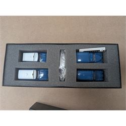 James Bond DVD collection, housed in a 007 collectors briefcase, together with Corgi The Definitive Bond Collection Film Canister 4 Piece Set CC99106, Corgi James Bond Space Shuttle CC04001 and a Vanguard RAC special limited edition diecast model set, all boxed