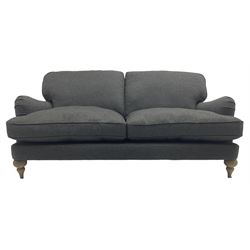  Marks and Spencer - 'Rochester' large two-seat sofa on turned light wood feet, upholstered in charcoal fabric 