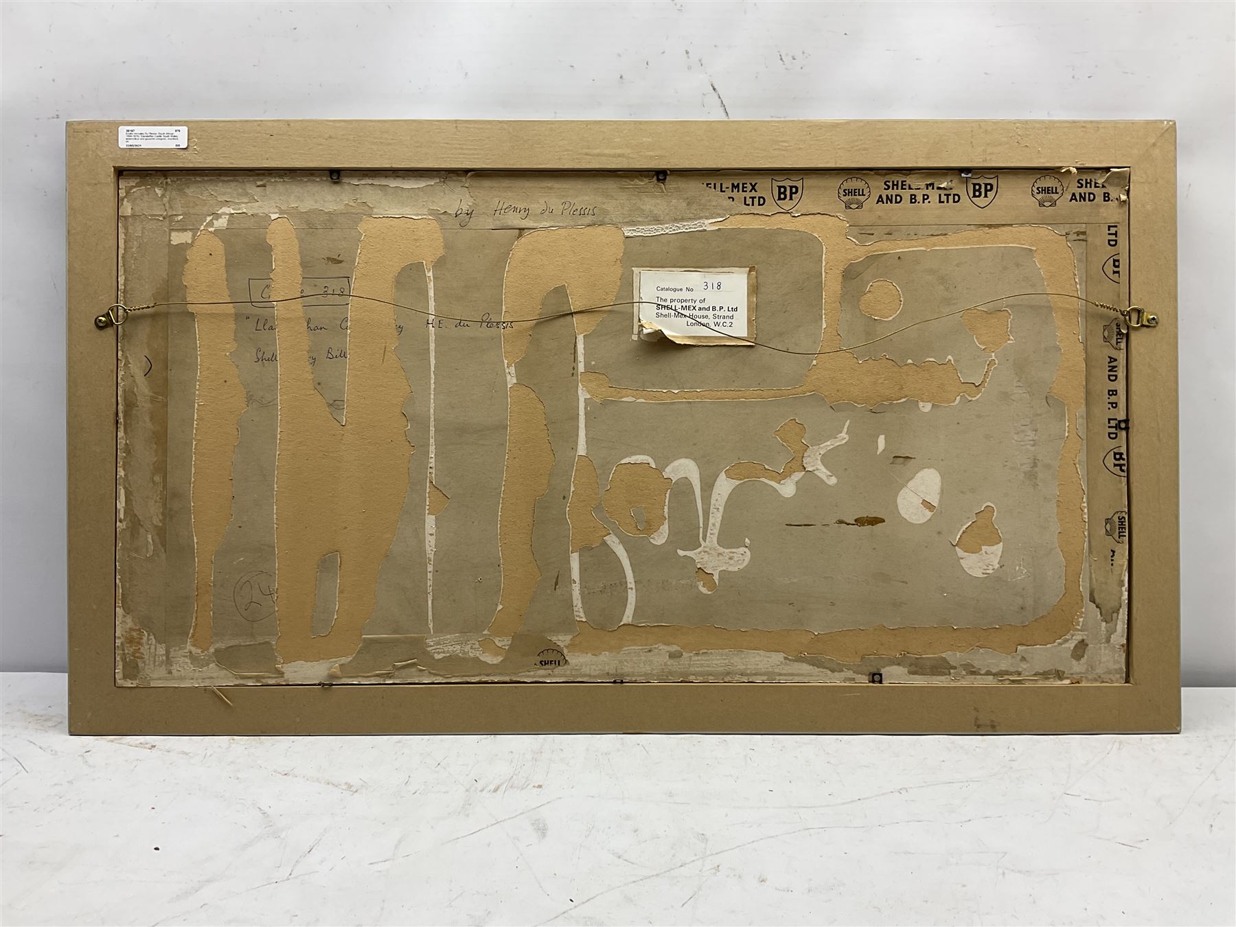 Enslin Hercules Du Plessis (South African 1894-1978): 'Llansteffan Castle' South Wales, watercolour and gouache unsigned, inscribed and titled verso 39cm x 79cm
Provenance: formally the property of Shell-Mex and BP Ltd, labelled verso
Notes: Enslin Du Plessis was born in Standerton, Transvaal. He became a journalist in the years before the first world war. Du Plessis settled in London in 1922. He began painting seriously in 1928, but never received formal training. He became a well known painter in London, and exhibited with the New Group on occasional visits to South Africa after 1938. Enslin Du Plessis was awarded the SA Academy medal of honour for painting in 1972.
