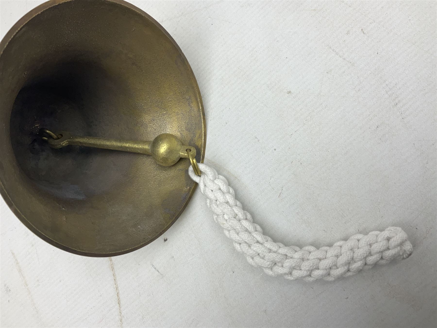 Wall hung brass bell with clapper, D15cm