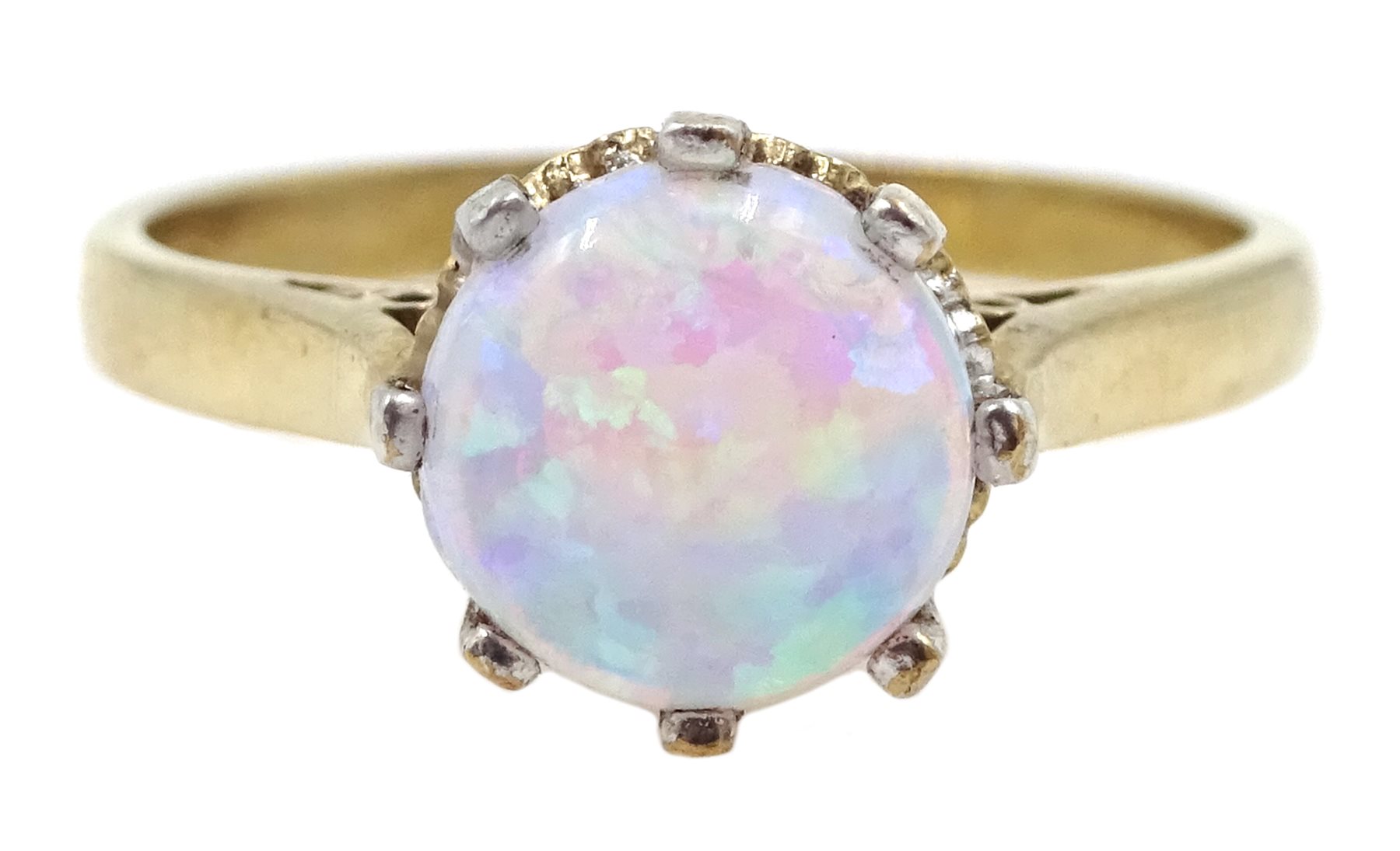 9ct gold single stone opal ring, hallmarked
