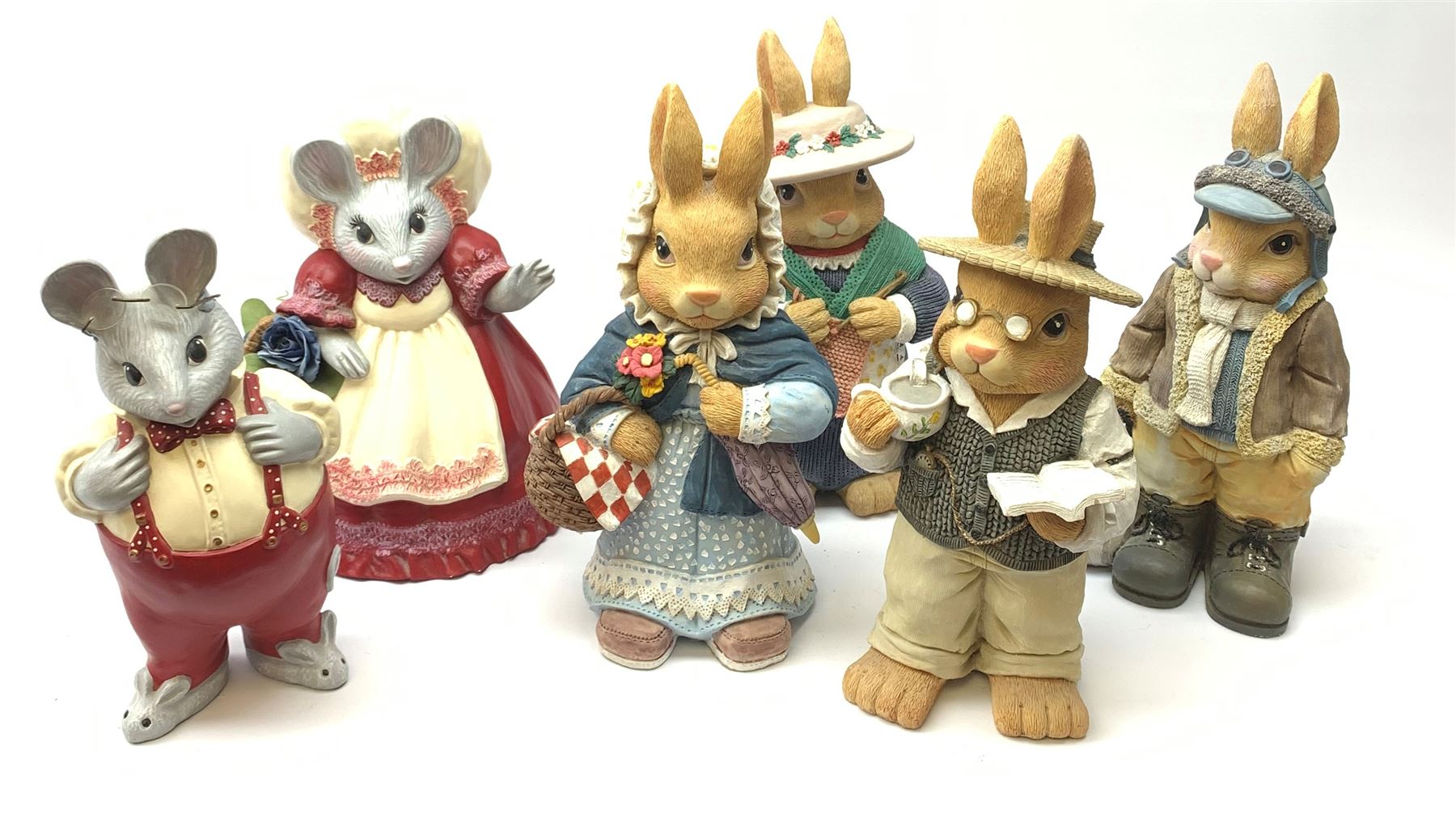 Set of four large Regency Fine Arts 'Busy Bunnies' models, tallest