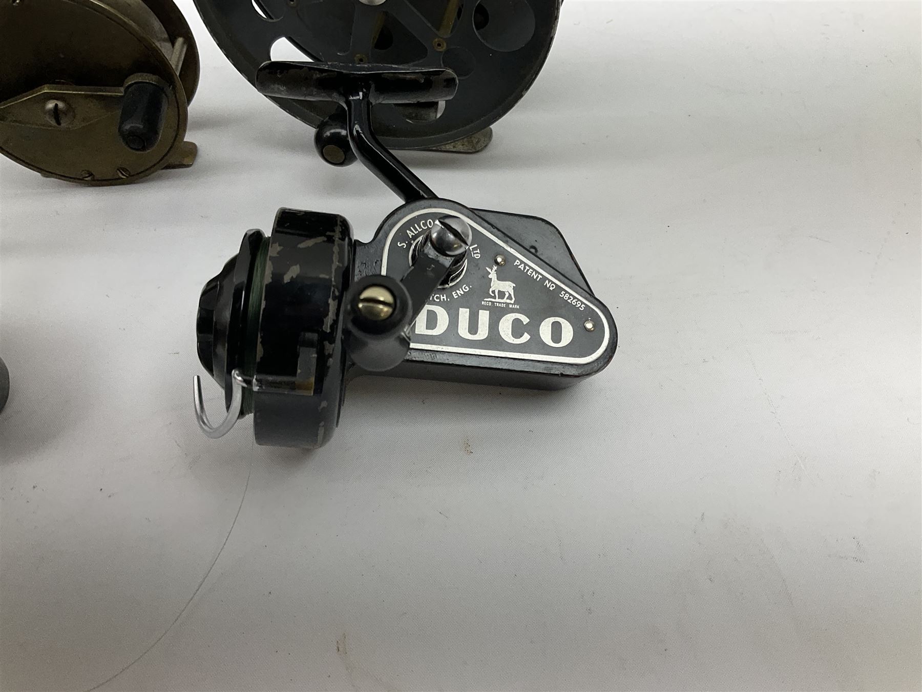 Eight fishing reels including S. Allcock & Co Ltd 'Easicast', 'Black Knight', 'Duco', 'Delmatic', 'The No.2 Felton Crosswind', etc (5)