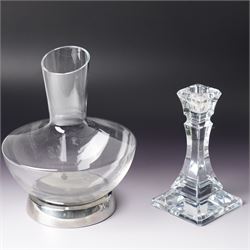 WMF glass decanter, designed by Jette Joop, on steel stand, boxed, H23cm; Tiffany & Co gla...