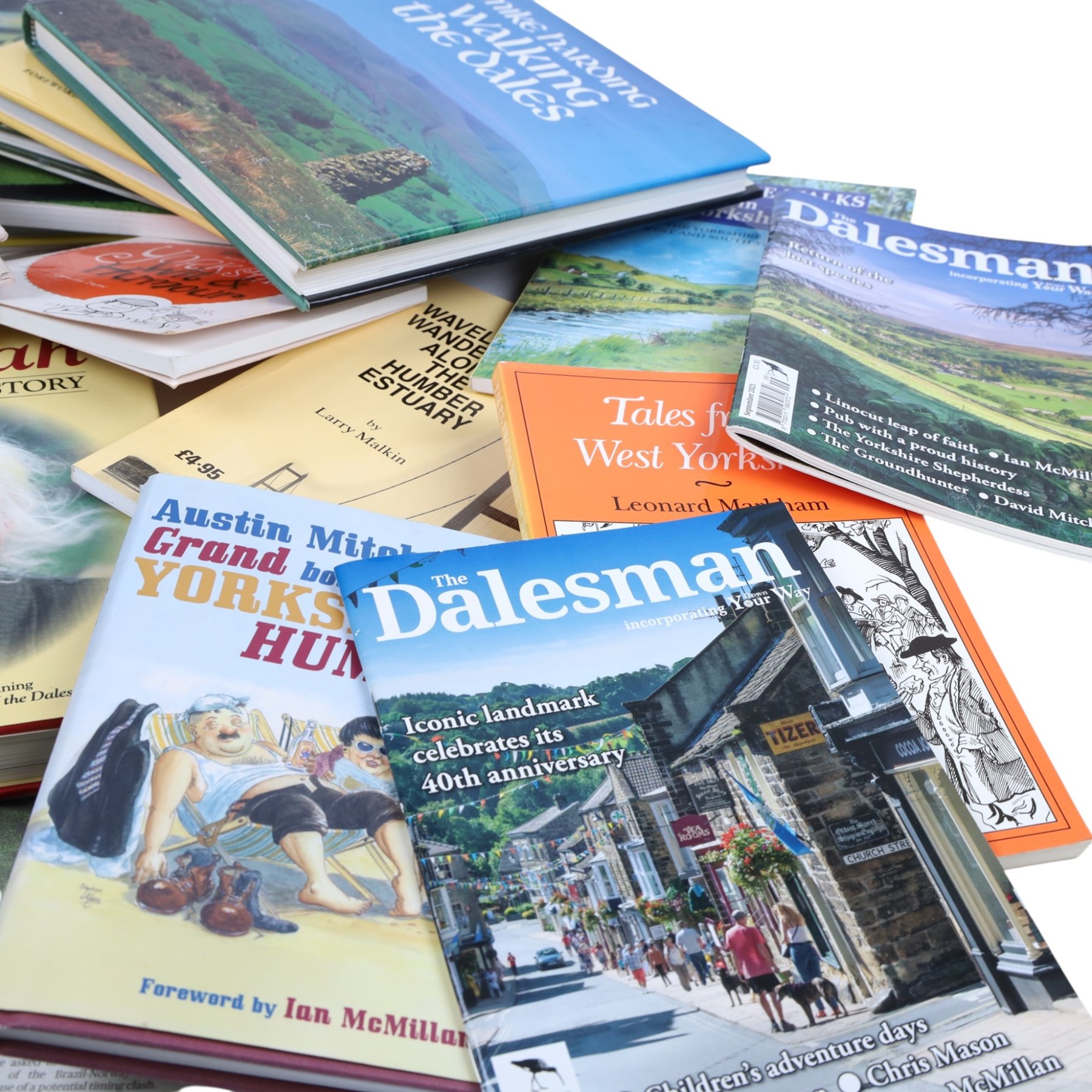 Collection of Hannah Hauxwell books and magazines, to include signed 'Seasons of My Life' hardback biography and The Yorkshire Post Magazine 'The First Lady of the Dales- Hannah Hauxwell on the 100th Anniversary of her Birth', together with a collection of Yorkshire Dales interest books and magazines, and a print of 'A Map of Yorkshire - Produced by British Railways'
