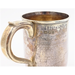 Silver beaten mug by C J Vander Ltd London 1941 approx h.12cm approx 15.5oz  