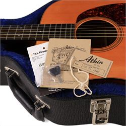 Atkin Essential Dreadnought acoustic guitar, serial no. 1875, circa 2022, signed to interior label, with light aged finish in custom TKL carry case with Atkin logo, guitar L102cm