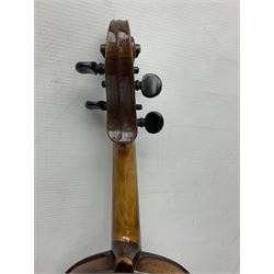 German trade violin c1900 stamped PAGANINI with 35.5cm two-piece maple back and ribs and spruce top L58.5cm overall; in carrying case; and another German trade violin for spares or repair; in carrying case (2)