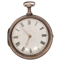 Two silver pair cased fusee lever pocket watches, one by Thomas Nurse, Lynn, case dated London 1814, the other dated London 1826