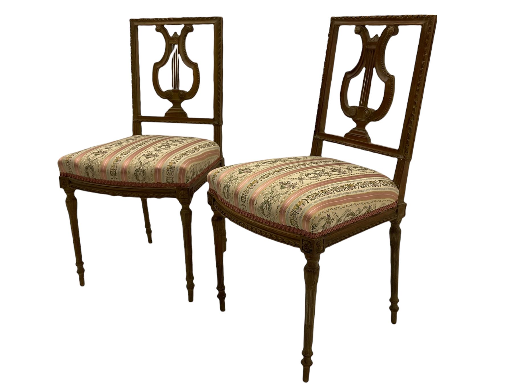 Pair of lyre back bedroom chairs 