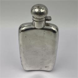 Edwardian silver hip flask, of typical form, with vacant cartouche to centre, hallmarked Walker & Hall, Birmingham 1906, H14.5cm