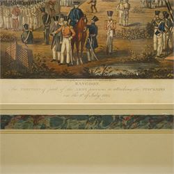 George Hunt (British c.1797-1841) after Lieutenant Joseph Moore (British fl.c.1824): Views of 'Rangoon' and 'Kemmindine near Rangoon', pair early 19th century etchings with hand-colouring of the First Anglo Burmese War pub. Views in the Birman Empire (London 1825-26) (2)