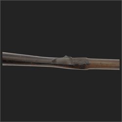 19th century percussion musket, the 76cm barrel with ramrod under, full walnut stock, overall L116cm
Sold as an exempt item under Section 58 (2) of the 1968 Firearms Act, to be held as a curiosity or ornament