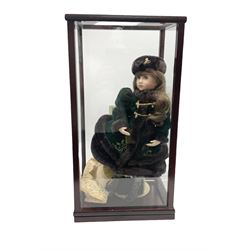 Franklin Mint Heirloom dolls Catherine Rose, in display case with original poster 