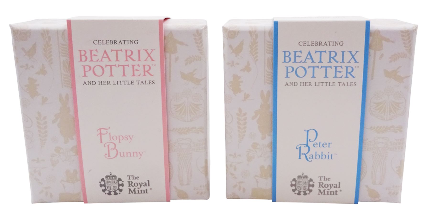Two The Royal Mint United Kingdom Beatrix Potter silver proof fifty pence coins, 'Flopsy Bunny' and 'Peter Rabbit', both cased with certificates