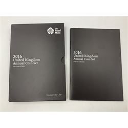 Two The Royal Mint United Kingdom Annual Coins Sets, dated 2015 and 2016, both in card folders with certificates