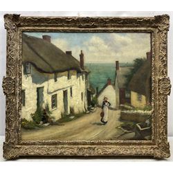 Cornish School (19th/20th century): Barn Hill - Cadgwith Cove, oil on canvas unsigned 50cm x 60cm