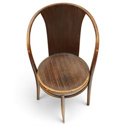 Fischel - Set of six early 20th century Czech Republic bentwood bistro chairs, with continuous hoop back, circular seat on tapering supports united by a stretcher