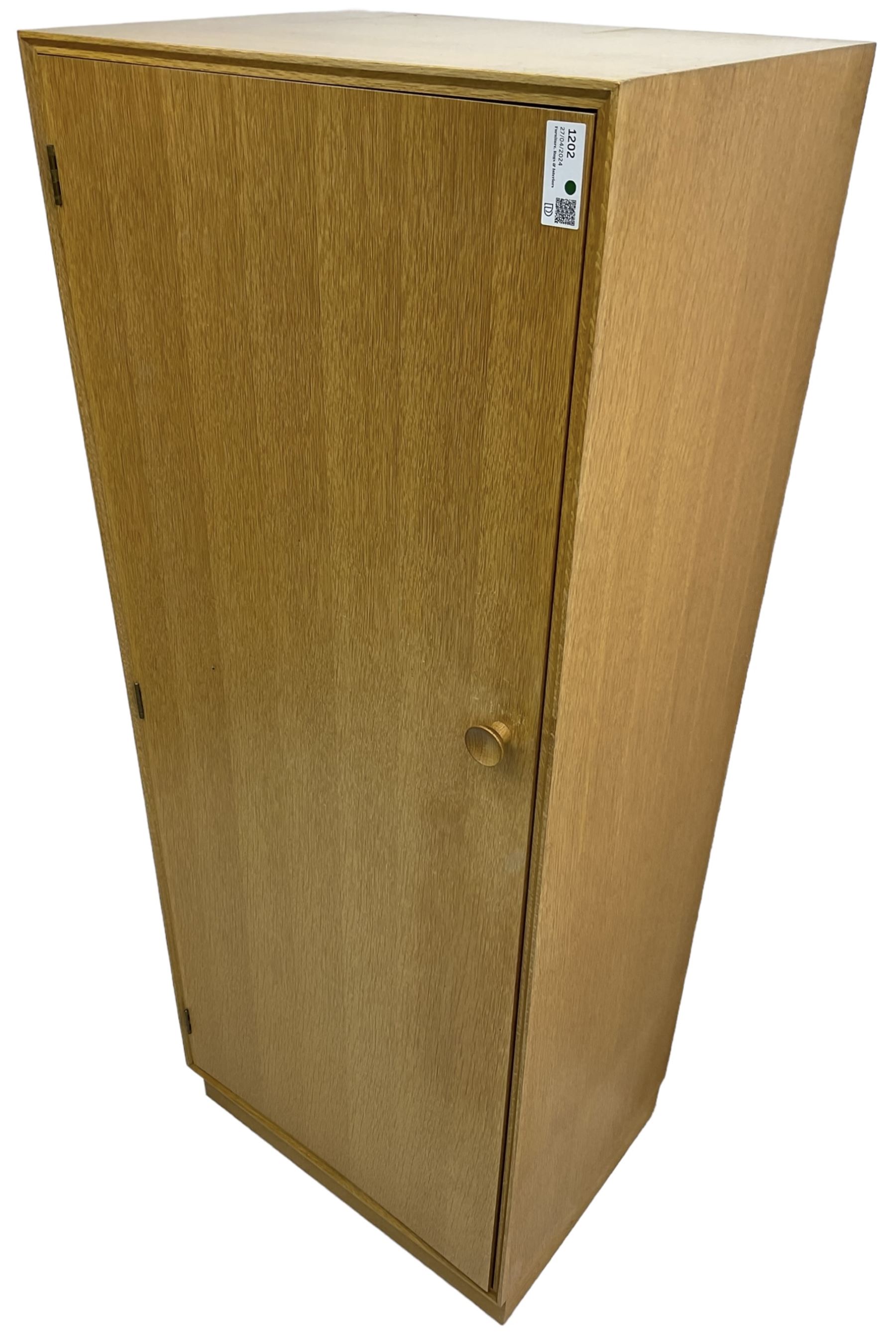 Meredew - mid-20th century oak single wardrobe (W61cm, H153cm, D46cm); and matching double wardrobe (W122cm, H176cm, D54cm)