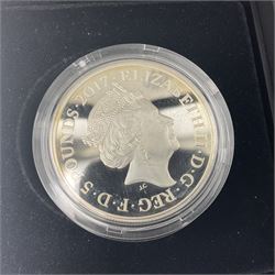 Three The Royal Mint United Kingdom silver proof five pound coins, comprising 2012 'London 2012 Paralympic', 2015 '100th Anniversary of the Death of Edith Cavell' and 2017 'Remembrance Day' piedfort, all cased with certificates 