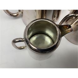 EPNS four piece tea service, comprising teapot, coffee pot, sugar bowl and milk jug