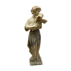 Heavy alabaster figure of Madonna and Child, H65cm