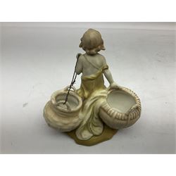 Royal Vienna Ernst Wahliss Art Nouveau figure, of a child pulling two baskets, H15cm