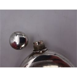 Tiffany & Co silver hip flask, of oval form with screw cap, stamped Tiffany & Co  26503327 Sterling Silver beneath, H11.5cm