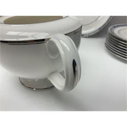 Royal Worcester Beaufort tea service, comprising teapot, milk jug, open saucier, eleven teacups, twelve saucers, eight dessert plates and one cake plate