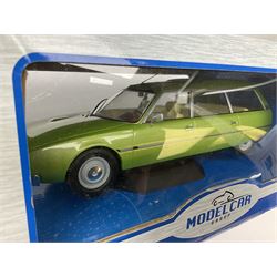 Model Car Group - three 1:18 scale models comprising Lada Niva, Citroen CX and Rover 3500; together with Kyosho Minicar Club 1:18 scale Mercedes Benz E-Class Sedan and Mattel Hot Wheels 1:18 scale TVR Speed 12; all boxed (5)