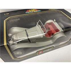 Bburago - seven 1:18/1:20 scale die-cast models comprising Jaguar SS100 (1937), Alfa Romeo 8C 2300 Monza (1931), Alfa Romeo 2300 Spider (1932), Ferrari Testarossa (1984), Bugatti Type 59 (1934), Mercedes Benz 500K Roadster (1936) and Ferrari 250 Testa Rossa (1957); all boxed (7)
