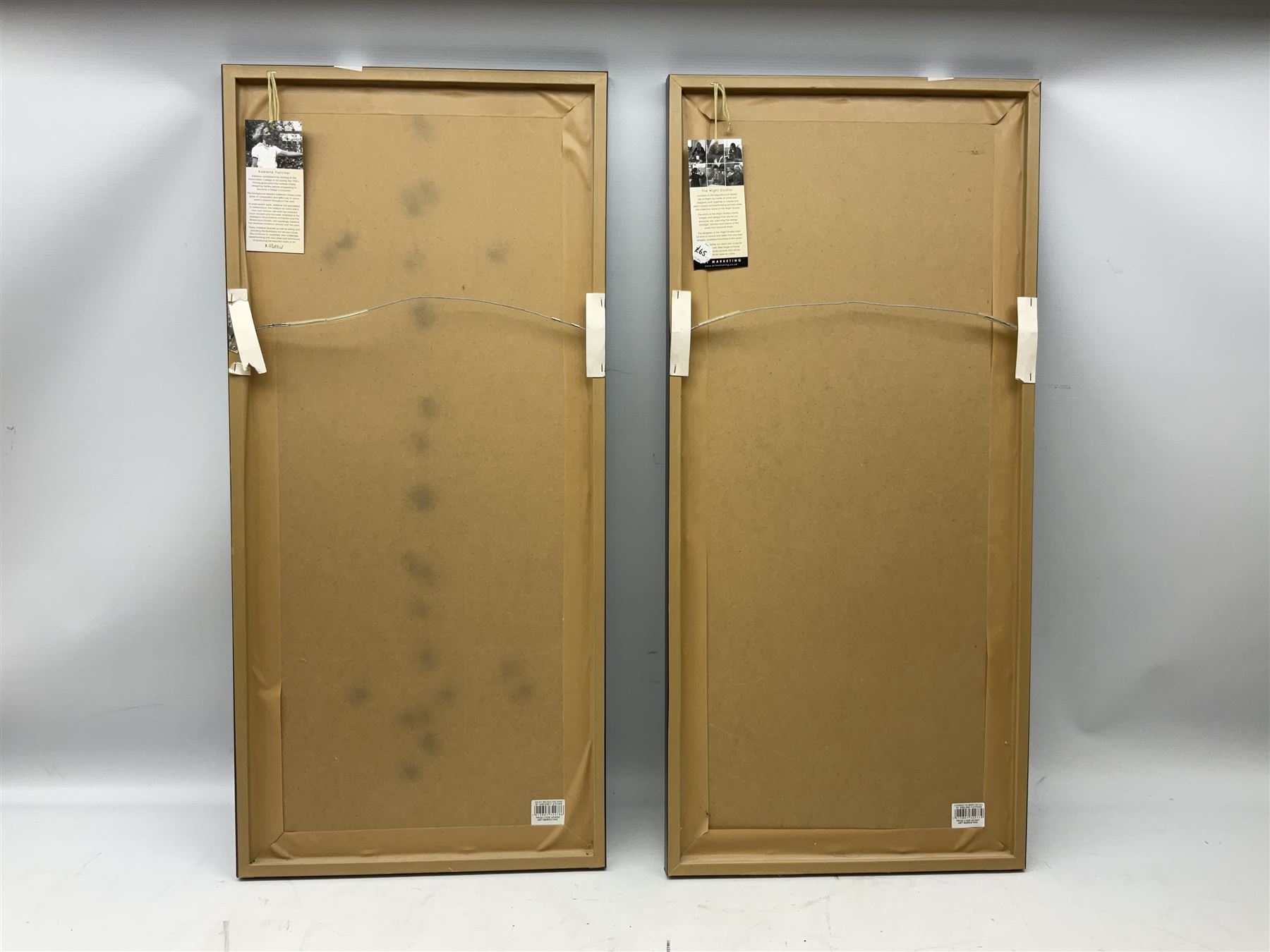 After Adelene Fletcher (British Contemporary): 'Enjoy Sea - Sunshine - Sand' and 'Experience the Perfect Getaway', pair colour travel prints 89cm x 39cm (2)