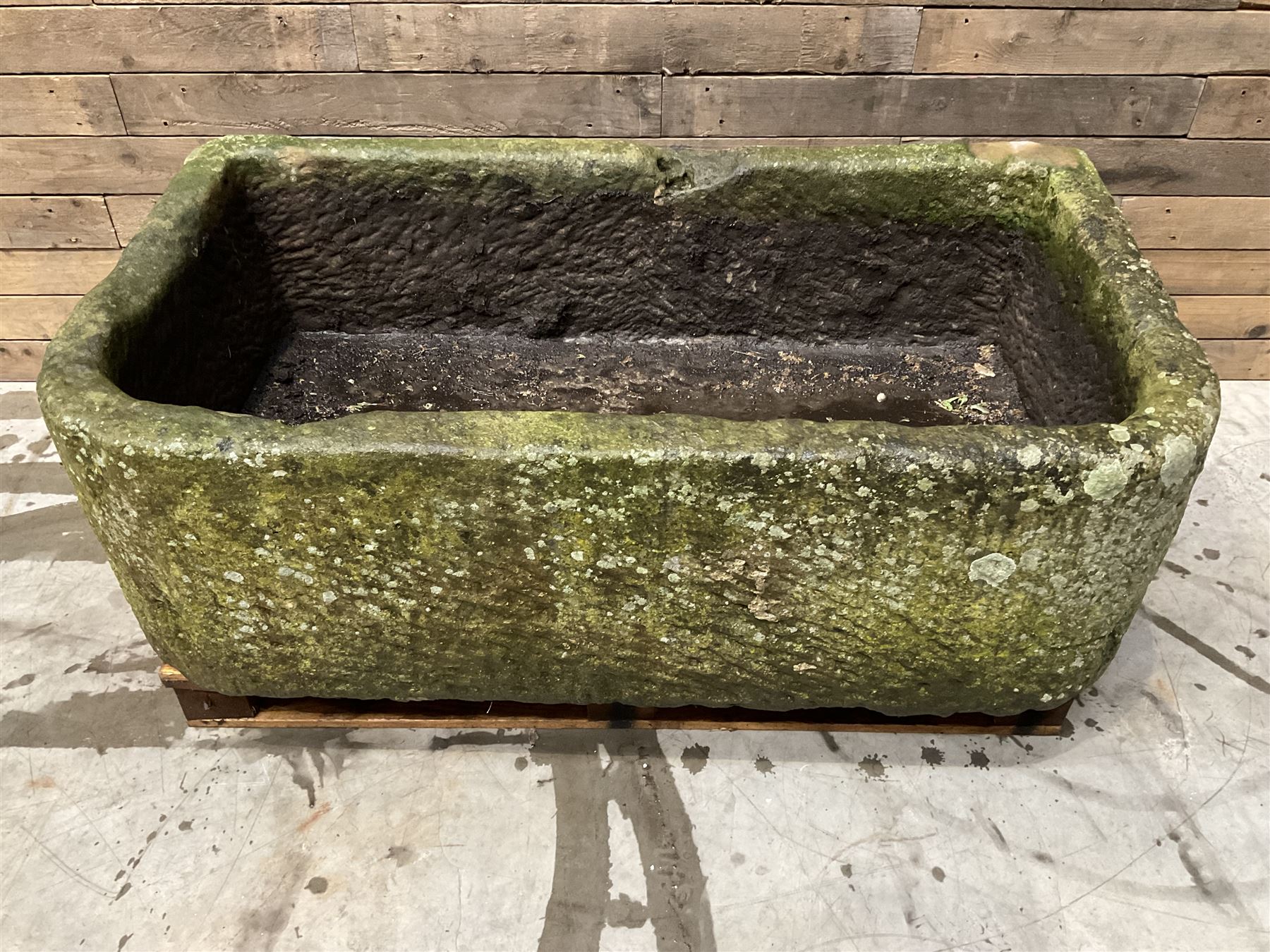 Large 19th century D shaped stone trough