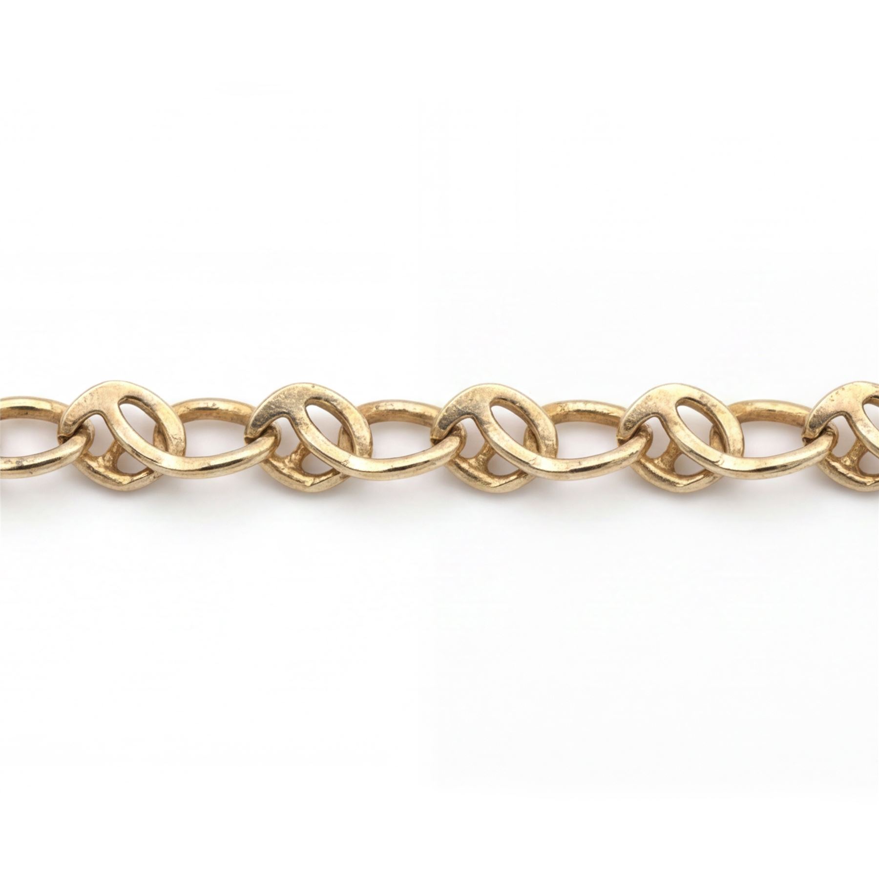 9ct gold fancy Mackintosh design link necklace by Cropp & Farr, London import mark 1992