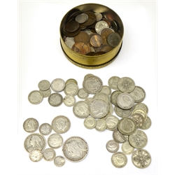  Quantity of Great British pre 1947 silver coins 250 grams pre 1947, 60 grams pre 1920 including King George IV 1821 crown and a quantity of mixed pre-decimal coinage  