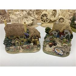 Thirty three Lilliput Lane models from the British collection and paint your own Children's Plaques, to include I am a little teapot, Gnome improvements, Dennis the Dragon, Bill and Ben, The Bobbins etc, some with boxes and deeds 