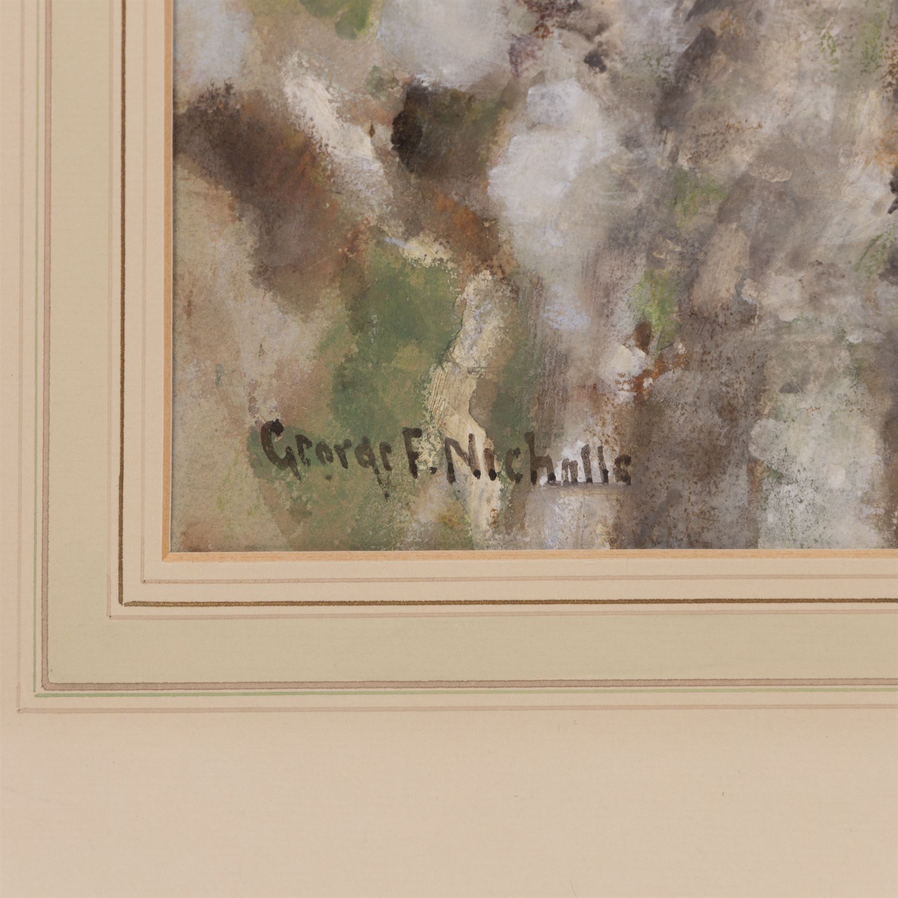 George Frederick Nicholls (British 1885-1937): Mill in Snow, watercolour heightened with white signed 37cm x 49cm 